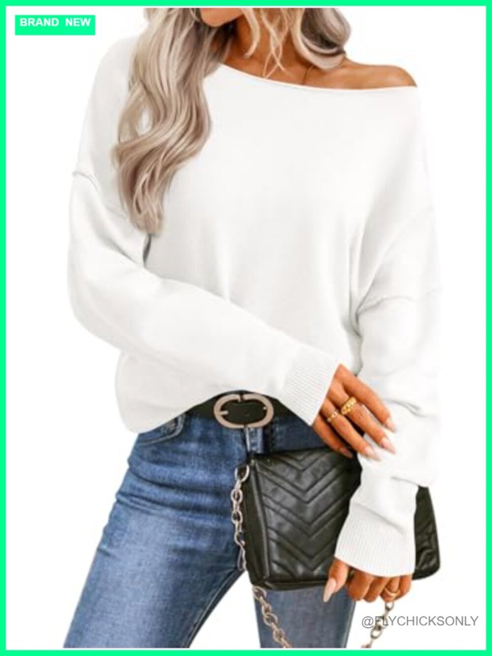 Off Shoulder Sweater Pullover Long Sleeve Knit Top